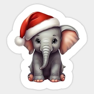 Cute Baby Elephant Santa Sticker